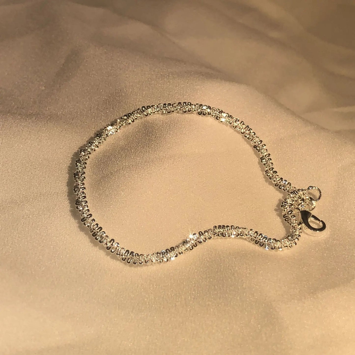Pulseira de prata com brilhantes
